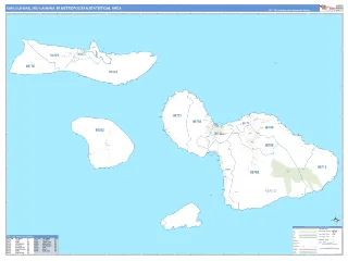 Kahului-Wailuku-Lahaina Metro Area Business Reference style ZIP Code wall map