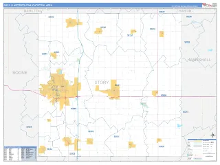 Ames Metro Area Business Reference style ZIP Code wall map
