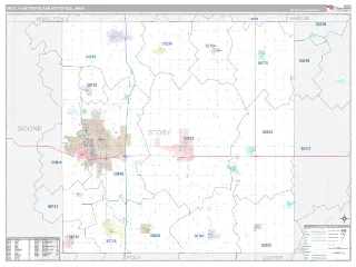 Ames Metro Area Classic style ZIP Code wall map
