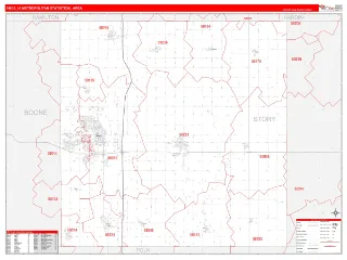 Ames Metro Area RedLine style ZIP Code wall map