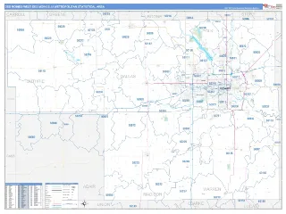 Des Moines-West Des Moines Metro Area Business Reference style ZIP Code wall map