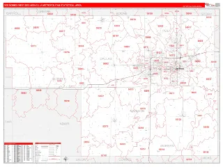 Des Moines-West Des Moines Metro Area RedLine style ZIP Code wall map