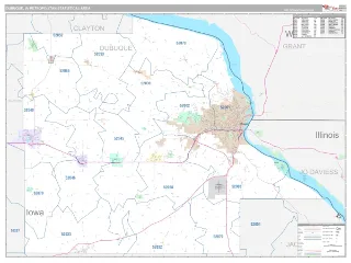 Dubuque Metro Area Classic style ZIP Code wall map