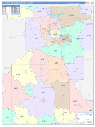 Iowa City Metro Area ColorCast style ZIP Code wall map