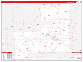 Waterloo-Cedar Falls Metro Area RedLine style ZIP Code wall map