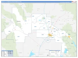 Idaho Falls Metro Area Business Reference style ZIP Code wall map