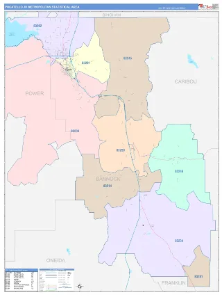 Pocatello Metro Area ColorCast style ZIP Code wall map