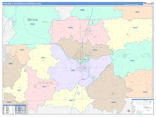 Kankakee Metro Area ColorCast style ZIP Code wall map