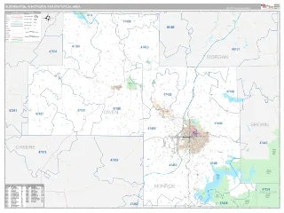 Bloomington Metro Area Classic style ZIP Code wall map