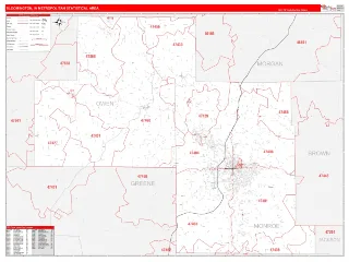 Bloomington Metro Area RedLine style ZIP Code wall map