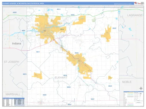 Elkhart-Goshen metro area map