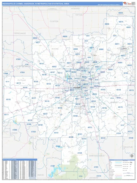 Indianapolis-Carmel-Anderson metro area map