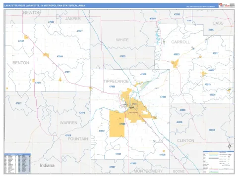 Lafayette-West Lafayette metro area map