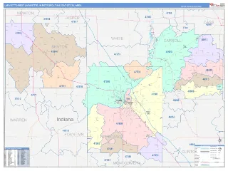 Lafayette-West Lafayette Metro Area ColorCast style ZIP Code wall map