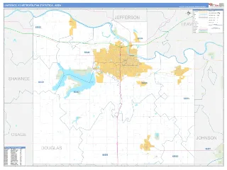 Lawrence Metro Area Business Reference style ZIP Code wall map