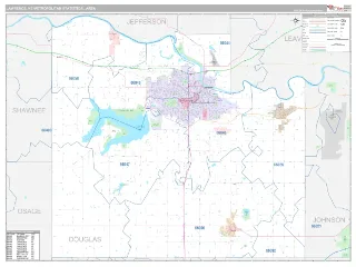 Lawrence Metro Area Classic style ZIP Code wall map