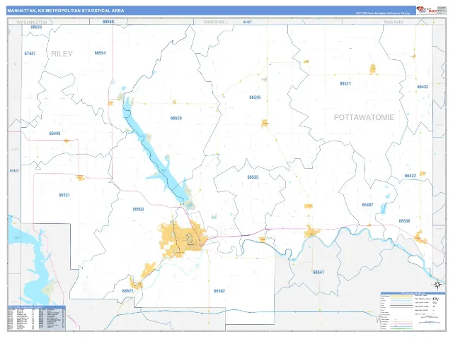 Manhattan Metro Area ZIP Code Wall Map, Business Reference style