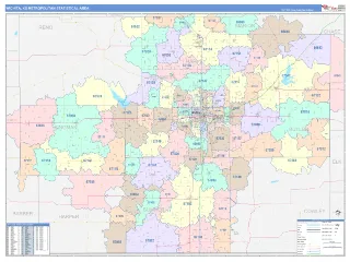 Wichita Metro Area ColorCast style ZIP Code wall map