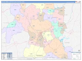 Bowling Green Metro Area ColorCast style ZIP Code wall map