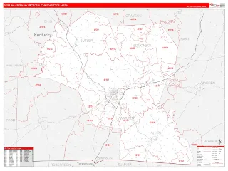 Bowling Green Metro Area RedLine style ZIP Code wall map