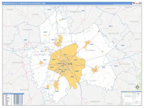 Lexington-Fayette metro area map