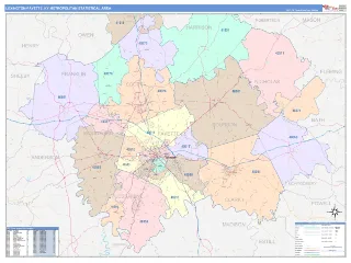 Lexington-Fayette Metro Area ColorCast style ZIP Code wall map