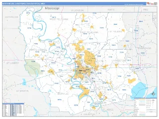 Baton Rouge Metro Area Business Reference style ZIP Code wall map