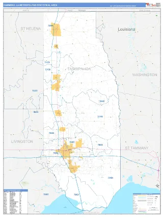 Hammond Metro Area Business Reference style ZIP Code wall map