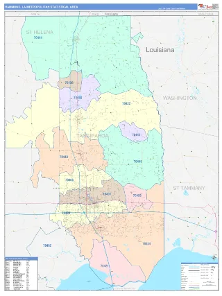 Hammond Metro Area ColorCast style ZIP Code wall map