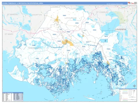 Houma-Thibodaux metro area map