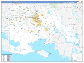 Lafayette Metro Area Business Reference style ZIP Code wall map