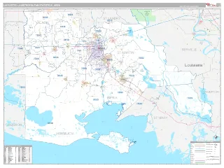 Lafayette Metro Area Classic style ZIP Code wall map