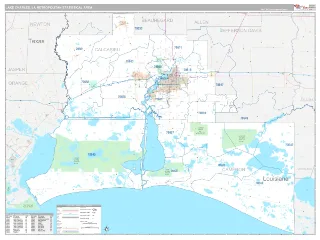 Lake Charles Metro Area Classic style ZIP Code wall map