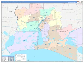 Lake Charles Metro Area ColorCast style ZIP Code wall map