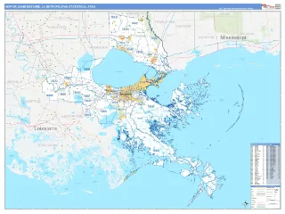 New Orleans-Metairie Metro Area Business Reference style ZIP Code wall map
