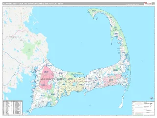 Barnstable Town Metro Area Classic style ZIP Code wall map