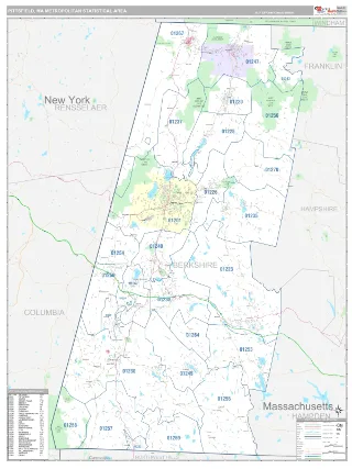 Pittsfield Metro Area Classic style ZIP Code wall map