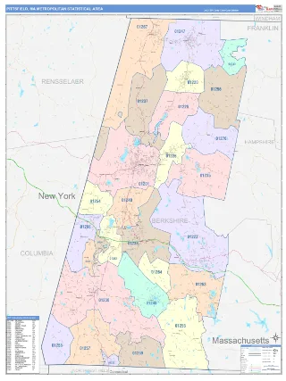 Pittsfield Metro Area ColorCast style ZIP Code wall map