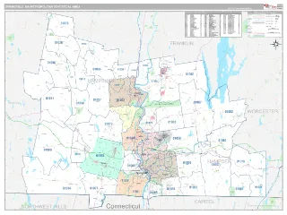 Springfield Metro Area Classic style ZIP Code wall map