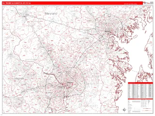 Baltimore-Washington Metro Area RedLine style ZIP Code wall map