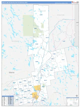 Bangor Metro Area Business Reference style ZIP Code wall map