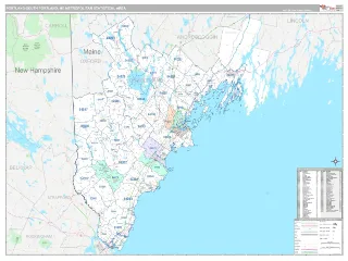 Portland-South Portland Metro Area Classic style ZIP Code wall map