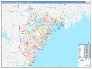 Portland-South Portland Metro Area ColorCast style ZIP Code wall map