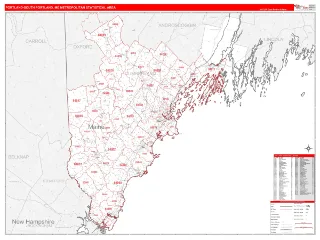 Portland-South Portland Metro Area RedLine style ZIP Code wall map