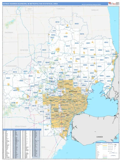 Detroit-Warren-Dearborn metro area map