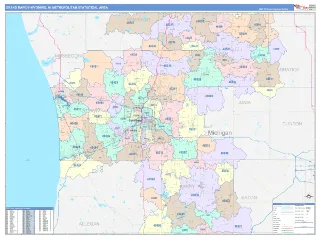 Grand Rapids-Wyoming Metro Area ColorCast style ZIP Code wall map