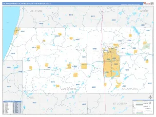Kalamazoo-Portage Metro Area Business Reference style ZIP Code wall map