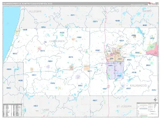 Kalamazoo-Portage Metro Area Classic style ZIP Code wall map
