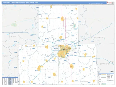 Lansing-East Lansing metro area map