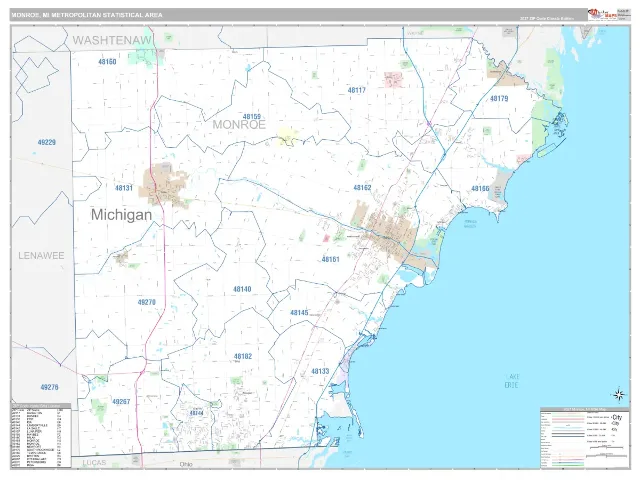 Monroe Metro Area ZIP Code Wall Map, Classic style